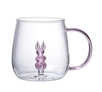 JHzood Mug Verre 3D Mignon,Mug en Verre Borosilicate 3D,Résistant à la Chaleur, Base Stable Anti-Renversement,Plusieurs Designs,Pour Café & Thé,Plusieurs Designs (Rabbit)
