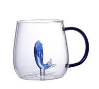 JHzood Mug Verre 3D Mignon,Mug en Verre Borosilicate 3D,Résistant à la Chaleur, Base Stable Anti-Renversement,Plusieurs Designs,Pour Café & Thé,Plusieurs Designs (Dolphin)