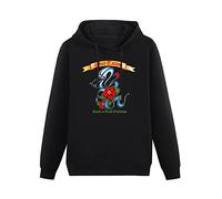 Ji Wei Yu Men's Rose Tattoo Rock N Roll Outlaws Funny Pullover Hoodies Long Sleeve Sweatshirts S