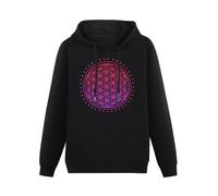 Ji Wei Yu Men's Sacred Geometry Flower of Life - Psychedelic Occult Design Hoody 3XL