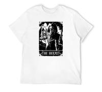 JI YANG HONG Deadly Tarot T-Shirt The Hermit Heather Black Denim Men's T-Shirt Whites