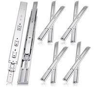 JI2OOYI glissières de tiroir 4 paires (12 pièces),35cm glissiere pour tiroir, amortisseur coulisse tiroir avec roulements à billes, montage latéral,extension complète, capacité de charge 45 Kg,argenté