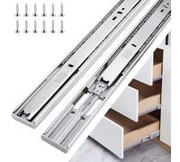 JI2OOYI glissières de tiroir 4 paires (12 pièces),40cm glissiere pour tiroir, amortisseur coulisse tiroir avec roulements à billes, montage latéral,extension complète, capacité de charge 45 Kg,argenté