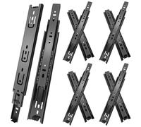 JI2OOYI glissières de tiroir 4 paires (8 pièces),35cm glissiere pour tiroir,coulisse tiroir avec roulements à billes, montage latéral,extension complète, capacité de charge 45 Kg,noir