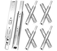 JI2OOYI glissières de tiroir 4 paires (8 pièces),45cm glissiere pour tiroir,coulisse tiroir avec roulements à billes, montage latéral,extension complète, capacité de charge 45 Kg,argenté