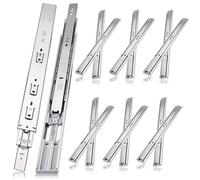 JI2OOYI glissières de tiroir 6 paires (12 pièces),35cm glissiere pour tiroir, amortisseur coulisse tiroir avec roulements à billes, montage latéral,extension complète, capacité de charge 45 Kg,argenté
