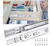 JI2OOYI glissières de tiroir 6 paires (12 pièces),45cm glissiere pour tiroir, amortisseur coulisse tiroir avec roulements à billes, montage latéral,extension complète, capacité de charge 45 Kg,argenté