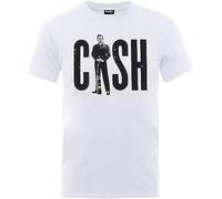 JI951HUAN Johnny Cash Men's Standing White T-Shirt Manches Courtes(Large)