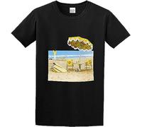 JI951HUAN XUANQIN Men's Ne&il You&ng on The Beach Organic T-Shirt Black, Cotton T Shirt Black Manches Courtes(X-Large)