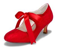 JIA JIA Wedding 14031 Chaussures de Mariée Mariage Escarpins pour Femme Couleur Rouge, Taille 39 EU