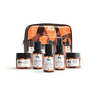 Jia Paris - Travel Kit Cheveux Frisés à Crépus - Routine Complète Nomade - Shampoing, Masque, Leave-in, Gelée & Spray Hydratant - Formats Voyage 60ml - Pochette Réutilisable - Soins Naturels
