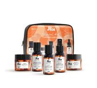 Jia Paris - Travel Kit Cheveux Ondulés & Bouclés - Routine nomade complète : shampoing, après-shampoing, lait capillaire, spray hydratant & gelée - Formats voyage 60ml - Pochette réutilisable
