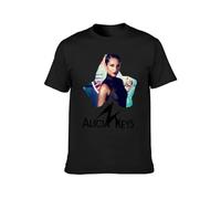JIA YU HAO Alicia Keys Girl on Fire Unisex 100% Cotton Short-Sleeve T-Shirts Black XXXL