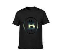 JIA YU HAO Bitcoin Crypto Currency Dark Colors Lover Unisex 100% Cotton Short-Sleeve T-Shirts Black L