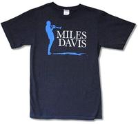 JIA YU HAO Miles Davis Silhouette Navy Blue Jazz Music Unisex 100% Cotton Short-Sleeve T-Shirts Black XXL