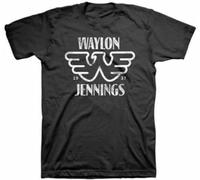 JIA YU HAO Waylon Jennings Vintage Funny Unisex 100% Cotton Short-Sleeve T-Shirts Black S