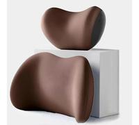JIABAOCA Ensemble De Coussin De Taille D'Appui-TêTe Voiture pour Tesla Model Y 2021 2022 2023, Coussin Dos Voiture Oreiller De Soutien du Dos en Mousse à MéMoire, Accessoires,A Brown
