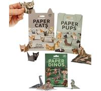 JIABAOZ DIY Paper Cats, 3D Paper Cats Origami, Cute Kitten Origami Papercraft Figures Fold, Animal Papers Sculpture for Teens & Adults,Decorative Papercraft Craft Set (Mix)