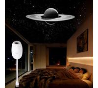 JIABAOZ Galaxy Projector Night Light, USB Stars Space Starry Sky Projector Lamp LED Starlights Projection Portable Adjustable for Bedroom Car Roof Interior Ceiling (White-Saturn)
