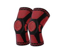 JIABAOZ Genouillère Professionnelle Pour Homme Et Femme Avec Coussinets En Gel Rotulien Et Stabilisateurs Latéraux De Qualité Médicale Pour La Course,les Déchirures Du Ménisque,l'arthrite (Rouge,L)