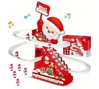 JIABAOZ Musical Gingerbread Ski Slope, Electric Santa Slide Track Climbing Toy with LED Lights, Gingerbread Ski Slope with 5 Characters, Christmas for Kids and Families