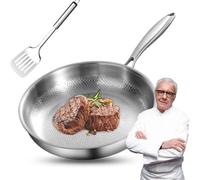 JIABAOZ Poêle En Titane Avec Couvercle, Poêle En Titane Pur Pour La Cuisson, Naturellement Antiadhésives Pour Toutes Les Plaques De Cuisson Multifunctional Pots and Pans Set (Sans couvercle,30CM)