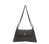 JIABAOZ Punk Femme Sac À Bandouliere Petit Crâne Sacs Portés Épaule Chaîne De Rivet Cuir PU Sac À Main Sachet Bourse Sacoche Pochettes Clutches (Noir clair)
