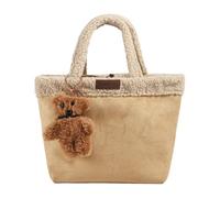 JIABAOZ Sacs Portés Épaule en Laine d'agneau pour Femme Sac à Main Moelleux en Peluche Sac à Bandoulière en Daim Petit Sacs Cabas Hobo Rétro Fourre Tout (Kaki)