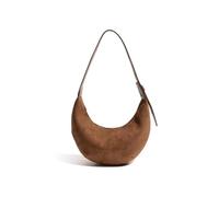 JIABAOZ Suede Tote Bag for Women Suede Crescent Shoulder Bag Vintage Purse Shoulder Bag Adjustable Handbags Office Work Bags Travel College (Brown)