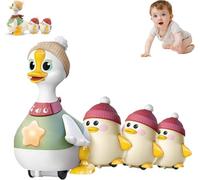 JIABAOZ Tummy Time Duck Family Toy Walking with Baby Crawling Ducks, Swinging Crawling Walking Duck for 6-12 Months Toddlers Boy Girl, Christmas Stocking Stuffers