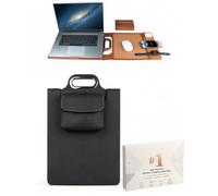 JIABAOZ Wireless Charging Laptop Bag - Built-In 15W Multi-Device Charger, Laptop Stand & Mouse Pad, The All-in-One Mobile Workstation Sleeve (Black)