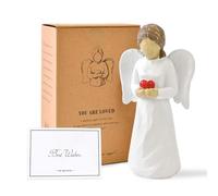 JIABEIUS Figurines d'ange en Résine Artisanales, Figurines D'anges de Noël Tenant Un Cœur, Cadeaux d'amour pour Maman de La Part de Sa Fille, pour Thanksgiving, Noël, Fête des Mères