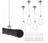 JIAC 4 Pièces Support Tringle Plafond Support De Tringle De Douche À Fixations de Plafond Acier Inoxydable Supports de Plafonds pour Placard Réglables 1.5 m pour Tringles Droites Courbées en L & U