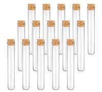 JIADEXIN 15 Pièces Tube a Essai Plastique - 12mmx75mm Tubes à Essai Transparent avec Bouchons en Liège Tubes à Essai avec Couvercles pour Laboratoire DIY Artisanat Graines Épices Liquides Bonbons