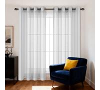 JIAFANG Rideau Voilage Oeillet 220 x 260 cm Demi Transparent Semi Transparent Rideaux Voilages Oeillet Doux et Esthétiques Rideau de Fenêtre Balcon Placard, Gris Clair