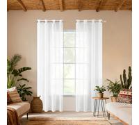 JIAFANG Rideau Voile 130 x 325 cm avec Oeillets Rideaux à Oeillet Voilages Romantique Balcon Placard, Blanc