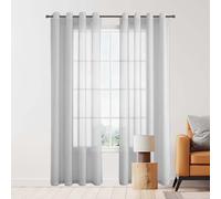 JIAFANG Rideaux Voilages à Oeillets 240 x 265 cm Demi Transparent Rideaux Voilages à Oeillets Transparent pour Intérieure de Salon Chambre Cuisine Baie Vitrée, Gris Clair