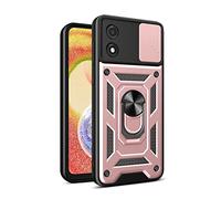 JIAFEI Coque Armor pour Motorola Moto E13, Housse TPU+PC Double Couche Hybride Armure Antichoc avec Coulissante Couverture et Anneau Béquille Support, Or Rose