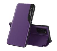 JIAFEI Coque Compatible avec Samsung Galaxy A55 5G, Prime Cuir Étui Housse à Rabat Case Cover avec Clear Miroir Afficher Fenêtre avec Pliable Fonction Stand, Violet