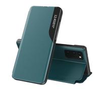 JIAFEI Coque Compatible avec Samsung Galaxy A55 5G, Prime Cuir Étui Housse à Rabat Case Cover avec Clear Miroir Afficher Fenêtre avec Pliable Fonction Stand, Vert