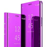 JIAFEI Coque Compatible avec Xiaomi Redmi Note 13 Pro 5G/Poco X6 5G, Smart View Miroir Case Cuir Etui Flip Clair Anti-Empreintes Makeup Housse avec Fonction Stand. Violet