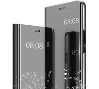 JIAFEI Coque Compatible avec Xiaomi Redmi Note 13 Pro 5G/Poco X6 5G, Smart View Miroir Case Cuir Etui Flip Clair Anti-Empreintes Makeup Housse avec Fonction Stand. Noir
