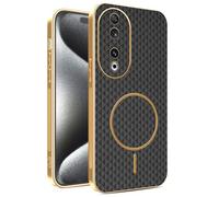 JIAFEI Coque pour Honor 90 5G, Luxe PU Cuir avec Cadre Galvanisé Étui, Compatible avec Magnétique, Protection de L'objectif Améliorée Housse, Noir