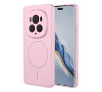 JIAFEI Coque pour Honor Magic 6 Pro, Compatible avec Magnétique Silicone Liquide Housse, Protection Complète, Doublure en Microfibre Étui, Rose
