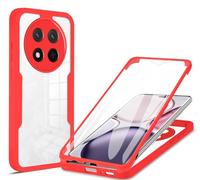 JIAFEI Coque pour Honor Magic 7 Lite 5G, Housse Transparente Protection d'écran intégrée, Intégrale 360°Protection, Protection Caméra, Antichoc Militaire Étui, Rouge