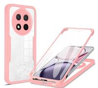 JIAFEI Coque pour Honor Magic 7 Lite 5G, Housse Transparente Protection d'écran intégrée, Intégrale 360°Protection, Protection Caméra, Antichoc Militaire Étui, Rose