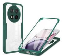 JIAFEI Coque pour Honor Magic 7 Lite 5G, Housse Transparente Protection d'écran intégrée, Intégrale 360°Protection, Protection Caméra, Antichoc Militaire Étui, Vert