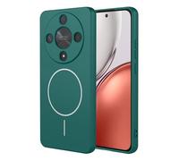 JIAFEI Coque pour Honor Magic 8 Lite 5G, Compatible avec Magnétique Silicone Liquide Housse, Protection Complète, Doublure en Microfibre Étui, Vert Nuit