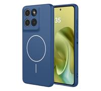 JIAFEI Coque pour Motorola Moto G86 5G, Compatible avec Magnétique Silicone Liquide Housse, Protection Complète, Doublure en Microfibre Étui, Bleu