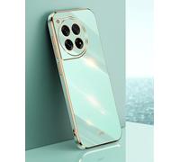 JIAFEI Coque pour OnePlus 12, Élégant Doré Bord Galvanoplastie Design TPU Silicone Résistant Aux Chocs Housse Case Cover, Vert